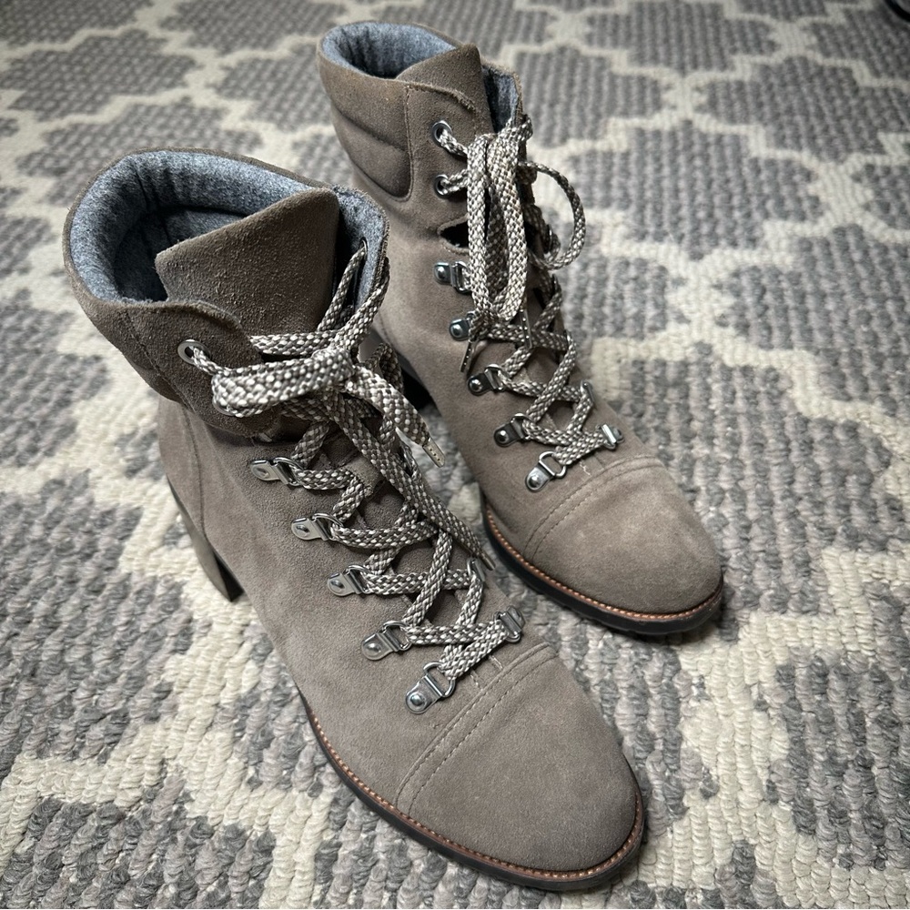 Sam Edelman Taupe Suede Block Heel Booties